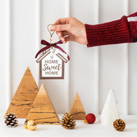 HKM-362835 Three-Dimensional Wooden Christmas House Pendant - 9cm Holiday Decor