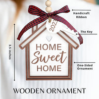 HKM-362835 Three-Dimensional Wooden Christmas House Pendant - 9cm Holiday Decor