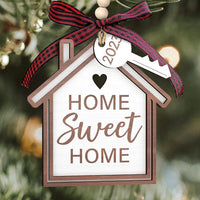 HKM-362835 Three-Dimensional Wooden Christmas House Pendant - 9cm Holiday Decor