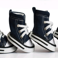 HKM-363411 Cute Denim Canvas Dog Shoes - Waterproof, Non-Slip, and Breathable Footwear for Pets