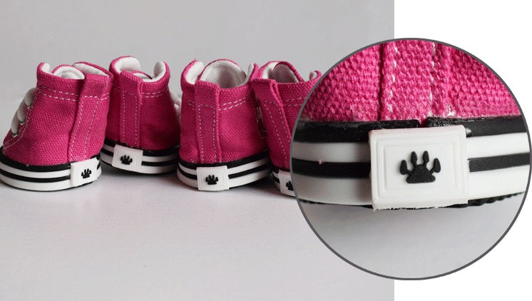 HKM-363411 Cute Denim Canvas Dog Shoes - Waterproof, Non-Slip, and Breathable Footwear for Pets