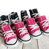 HKM-363411 Cute Denim Canvas Dog Shoes - Waterproof, Non-Slip, and Breathable Footwear for Pets