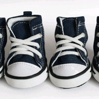HKM-363411 Cute Denim Canvas Dog Shoes - Waterproof, Non-Slip, and Breathable Footwear for Pets