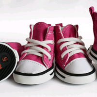 HKM-363411 Cute Denim Canvas Dog Shoes - Waterproof, Non-Slip, and Breathable Footwear for Pets