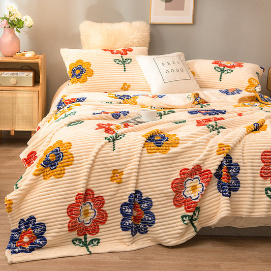 HKM-363539 Cozy Coral Fleece Blanket for All Seasons - Multiple Sizes and Colors Available
