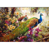HKM-363539 Hand-Painted Peacock Digital Oil Painting on Canvas, 40x50 cm, Ideal for Home Decor