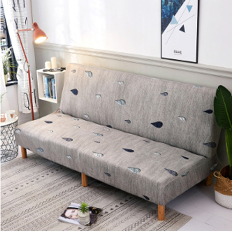 HKM-363603 Elastic Armless Sofa Cover in Plant and Stripe Patterns, Simple and Modern Design, Fits 150-190cm Sofas