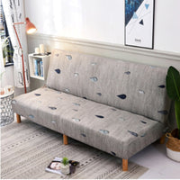 HKM-363603 Elastic Armless Sofa Cover in Plant and Stripe Patterns, Simple and Modern Design, Fits 150-190cm Sofas