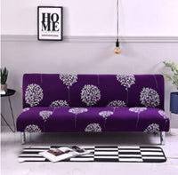 HKM-363603 Elastic Armless Sofa Cover in Plant and Stripe Patterns, Simple and Modern Design, Fits 150-190cm Sofas