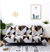 HKM-363603 Elastic Armless Sofa Cover in Plant and Stripe Patterns, Simple and Modern Design, Fits 150-190cm Sofas