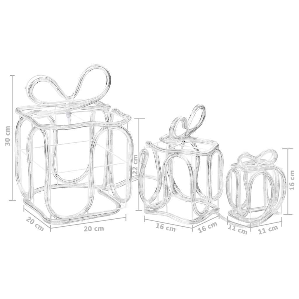 HKM-363667 3D Christmas Gift Box Decorations with 180 Warm White LEDs, Waterproof Indoor Outdoor Holiday Decor