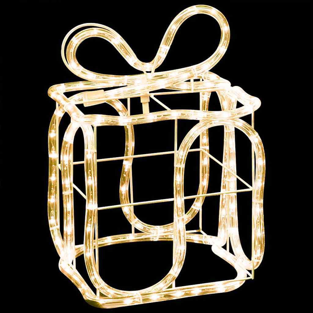 HKM-363667 3D Christmas Gift Box Decorations with 180 Warm White LEDs, Waterproof Indoor Outdoor Holiday Decor