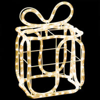 HKM-363667 3D Christmas Gift Box Decorations with 180 Warm White LEDs, Waterproof Indoor Outdoor Holiday Decor