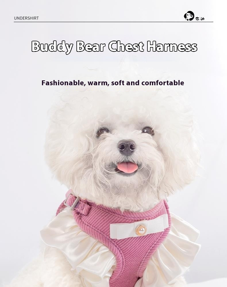 HKM-363667 Cream Lace Bow Pet Leash in Various Colors for Small to Large Pets