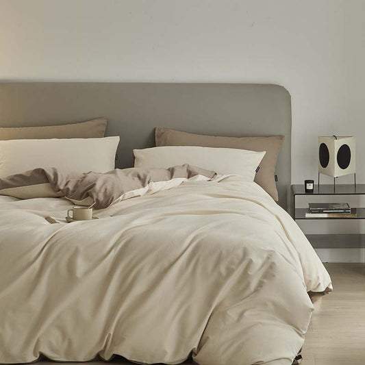 HKM-363859 Solid Color Thickening Brushed Cotton Four-Piece Bedding Set