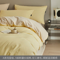 HKM-363859 Solid Color Thickening Brushed Cotton Four-Piece Bedding Set