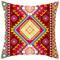 HKM-363987 Bohemian Style Luxury Pillow Cover with Geometric Pattern, 45x45cm Polyesters