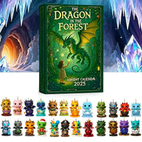 HKM-363987 Forest Dragon Advent Calendar - Festive Acrylic Countdown to Christmas, 26x18x3cm