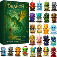 HKM-363987 Forest Dragon Advent Calendar - Festive Acrylic Countdown to Christmas, 26x18x3cm