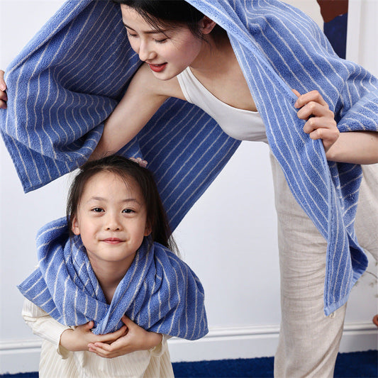 HKM-364115 Absorbent Pure Cotton Striped Towel in Assorted Colors for Bathroom Use
