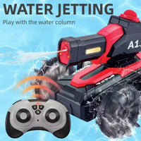 HKM-364115 Amphibious 2.4G Remote Control Car - Light & Water Jetting RC Tank with Soft Rubber Wheels for All Terrain Fun