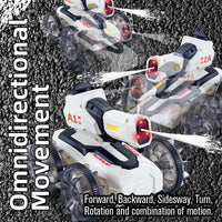 HKM-364115 Amphibious 2.4G Remote Control Car - Light & Water Jetting RC Tank with Soft Rubber Wheels for All Terrain Fun