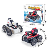 HKM-364115 Amphibious 2.4G Remote Control Car - Light & Water Jetting RC Tank with Soft Rubber Wheels for All Terrain Fun
