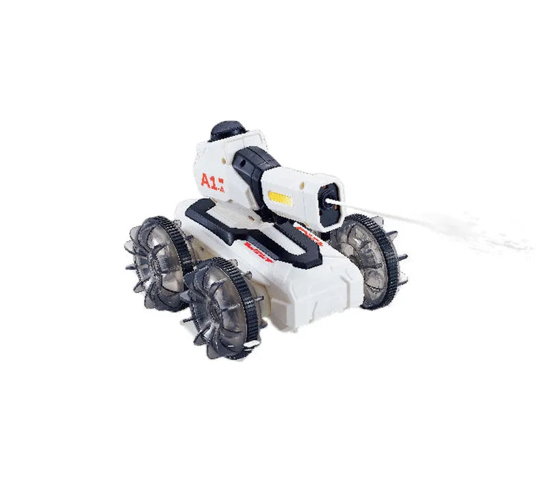HKM-364115 Amphibious 2.4G Remote Control Car - Light & Water Jetting RC Tank with Soft Rubber Wheels for All Terrain Fun