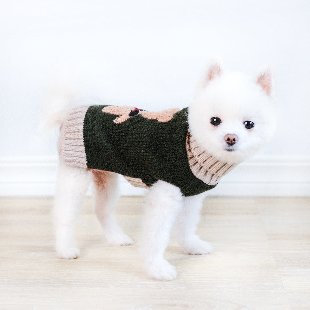 HKM-364115 Simple Army Green Dog Sweater for Autumn and Winter in Various Sizes