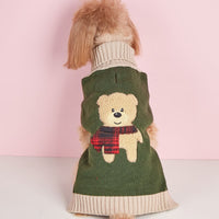 HKM-364115 Simple Army Green Dog Sweater for Autumn and Winter in Various Sizes