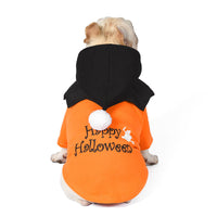 HKM-364435 Halloween Pumpkin Two-Piece Casual Dog Sweater Shawl Clothes in Black and Orange
