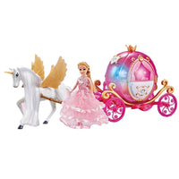 HKM-364499 Princess Carriage Doll Playset with Light and Music for Girls Ages 2-4