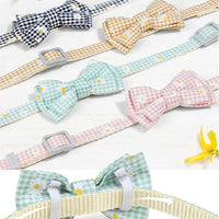 HKM-364563 Plaid Bowknot Collar for Dogs and Cats - Black, Orange, Pink, Green - Four Seasons Use