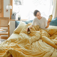HKM-364691 Velvet Four-Piece Bedding Set for Winter Comfort