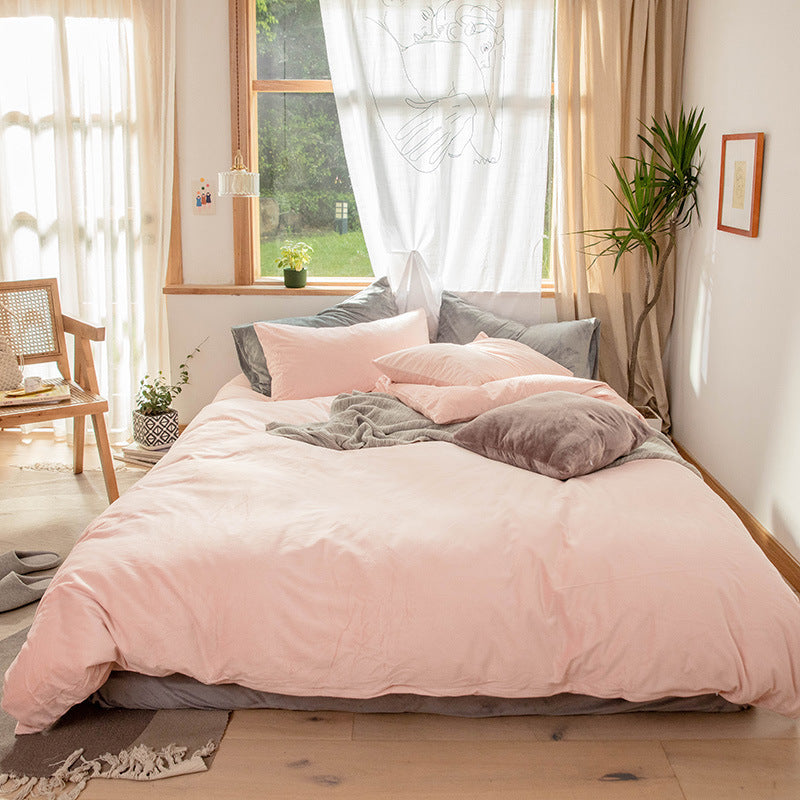 HKM-364691 Velvet Four-Piece Bedding Set for Winter Comfort