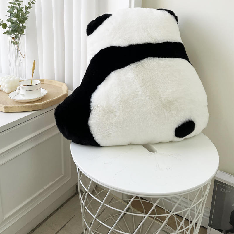 HKM-364819 Cute Panda Plush Cushion for Living Room - Black & White Options, 52x60cm