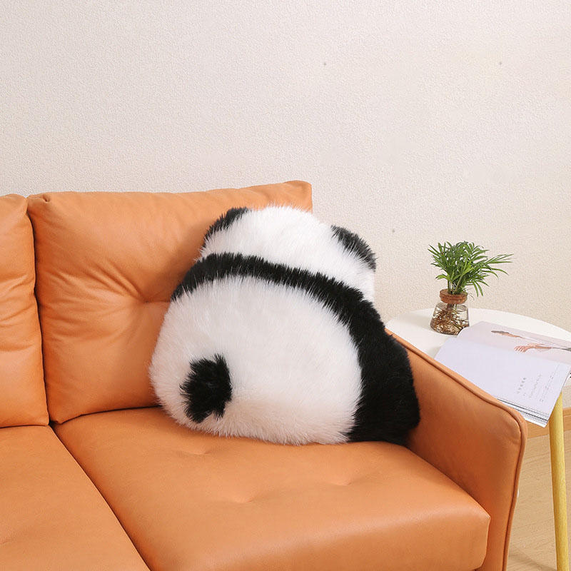 HKM-364819 Cute Panda Plush Cushion for Living Room - Black & White Options, 52x60cm