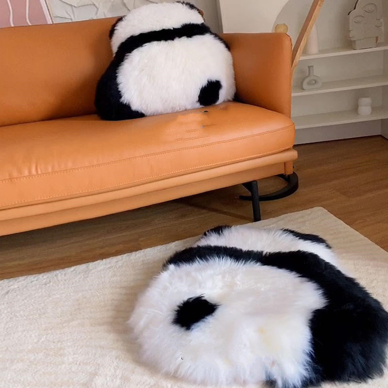 HKM-364819 Cute Panda Plush Cushion for Living Room - Black & White Options, 52x60cm