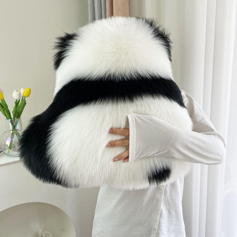 HKM-364819 Cute Panda Plush Cushion for Living Room - Black & White Options, 52x60cm