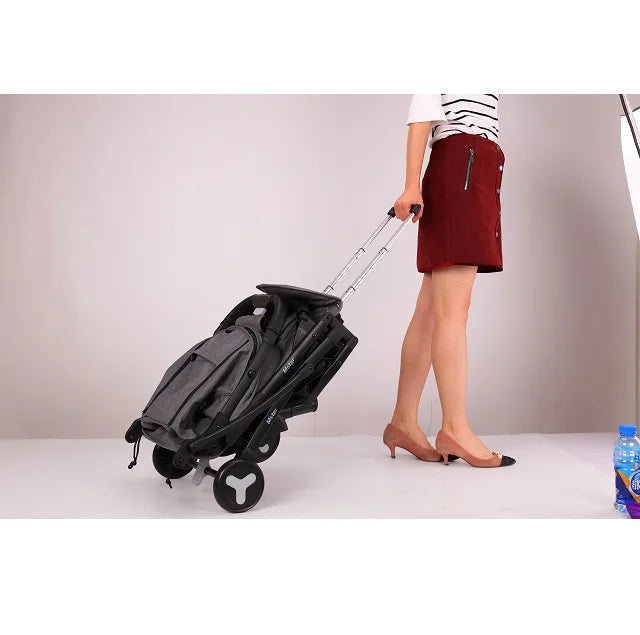 KTX-364883 Foldable Baby Stroller with Removable Front Armrest and PU Zipper Handle Cover