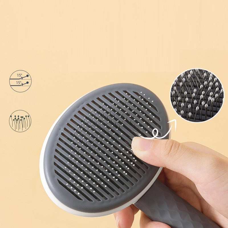 HKM-364947 Pet Needle Comb for Dogs and Cats - One-Click Hair Removal Comb, Available in Round Gray, Blue, and Pink