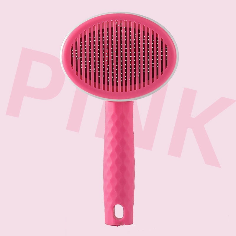 HKM-364947 Pet Needle Comb for Dogs and Cats - One-Click Hair Removal Comb, Available in Round Gray, Blue, and Pink