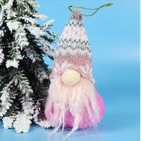 HKM-365139 Festive Plush Old Man Doll Ornament - Christmas Window Decoration, Grey & Pink, 16cm
