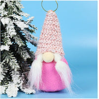 HKM-365139 Festive Plush Old Man Doll Ornament - Christmas Window Decoration, Grey & Pink, 16cm