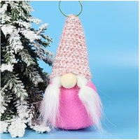 HKM-365139 Festive Plush Old Man Doll Ornament - Christmas Window Decoration, Grey & Pink, 16cm