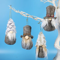 HKM-365139 Festive Plush Old Man Doll Ornament - Christmas Window Decoration, Grey & Pink, 16cm