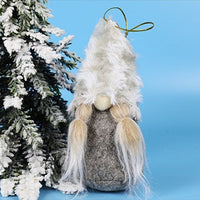 HKM-365139 Festive Plush Old Man Doll Ornament - Christmas Window Decoration, Grey & Pink, 16cm