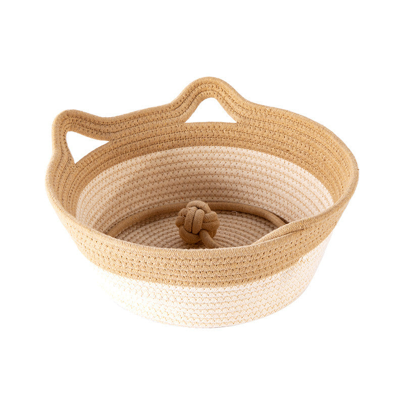 HKM-365395 Coarse Linen Rattan Cat Nest Four Seasons Universal Bed Woven Cat Sleeping Mat