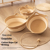 HKM-365395 Coarse Linen Rattan Cat Nest Four Seasons Universal Bed Woven Cat Sleeping Mat