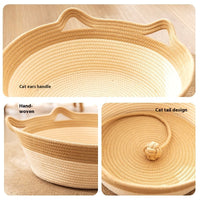 HKM-365395 Coarse Linen Rattan Cat Nest Four Seasons Universal Bed Woven Cat Sleeping Mat